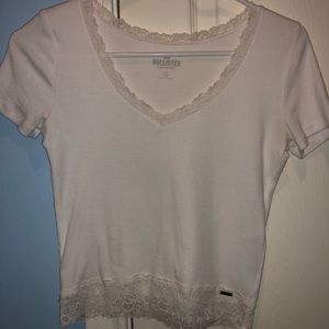 Girls crop Lace-Hem Shirt
